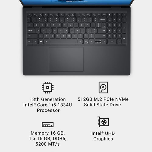 Dell 15.6" Touchscreen Laptop - Carbon Black (Intel Core i5-1334U/16GB RAM/512GB SSD/Windows 11 Home)