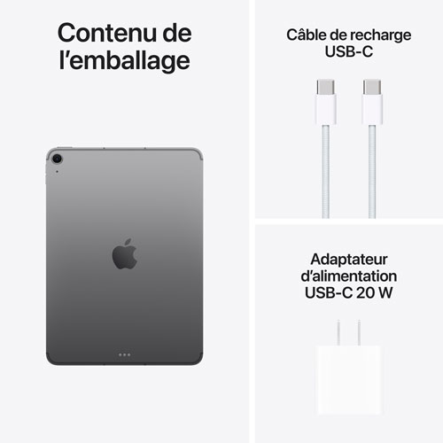 iPad Air M4 11 po 512 Go avec Wi-Fi 7 d'Apple (8e génération) - Gris cosmique