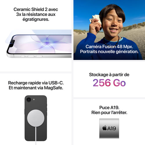 iPhone 17e de 256 Go d'Apple - Blanc - Déverrouillé