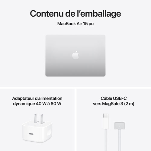 MacBook Air de 15,3 po avec Touch ID d'Apple (2026) - Argenté (M5 d'Apple/RAM 16 Go/SSD 512 Go) - Anglais