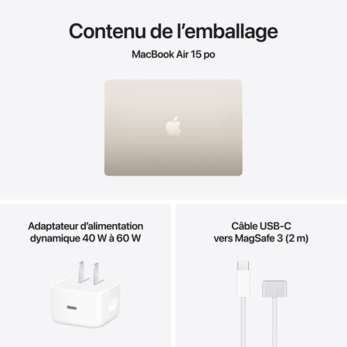 MacBook Air de 15,3 po avec Touch ID d'Apple (2026) - Comète (M5 d'Apple/RAM 16 Go/SSD 512 Go) - Anglais