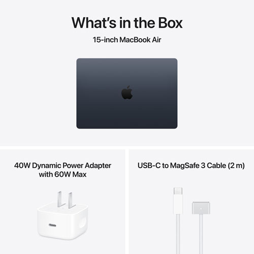 MacBook Air de 15,3 po avec Touch ID d'Apple (2026) - Minuit (M5 d'Apple/RAM 16 Go/SSD 512 Go) - Anglais