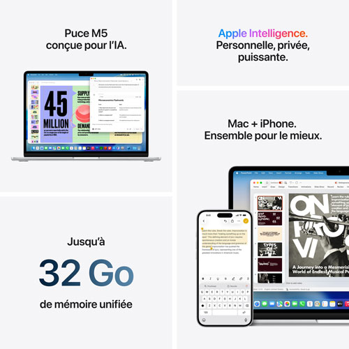 Apple MacBook Air 15.3" w/ Touch ID (2026) - Sky Blue (Apple M5 / 16GB RAM / 512GB SSD) - French