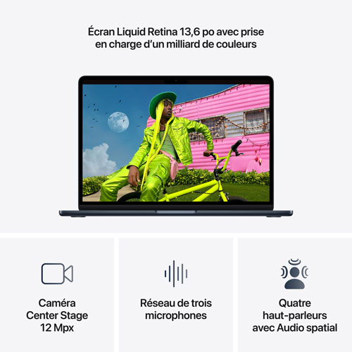 MacBook Air de 13,6 po avec Touch ID d'Apple (2026) - Minuit (M5 d'Apple/RAM 16 Go/SSD 1 To) - Anglais