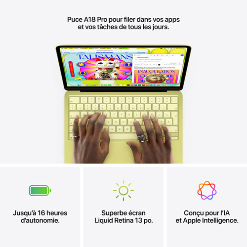 MacBook Neo de 13 po avec Touch ID d'Apple (2026) - Argent (Puce A18 Pro d'Apple/RAM 8 Go/SSD 512 Go) - Anglais