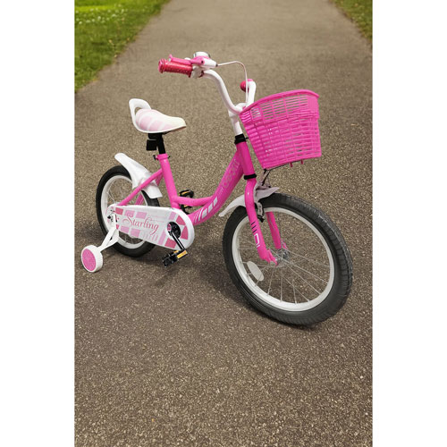 Vélo de 16 po pour enfants avec roues stabilisatrices de Beam Sports - Rose
