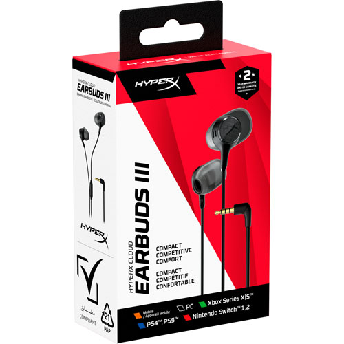 HyperX Cloud III Noise Cancelling Gaming Earbuds with Microphone - Black