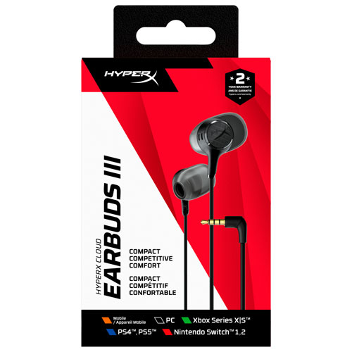 HyperX Cloud III Noise Cancelling Gaming Earbuds with Microphone - Black