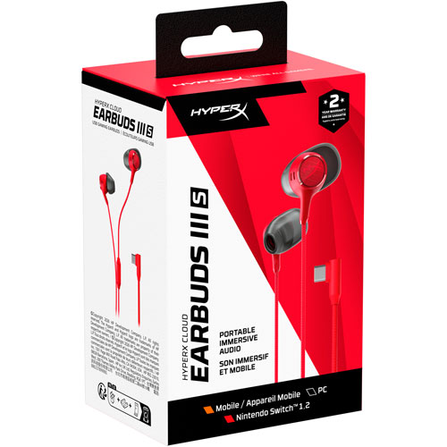 HyperX Cloud III S Noise Cancelling Gaming Earbuds with Microphone - Red