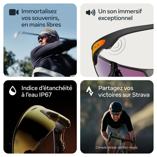 Lunettes Vanguard par Oakley | Meta avec Meta AI, audio, photo et vidéo - Noir/Verres Prizm noirs