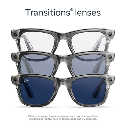 Lunettes Wayfarer (2e génération) de Ray-Ban | Meta avec IA, photo, vidéo, audio et messagerie - Gris/Transitions saphir