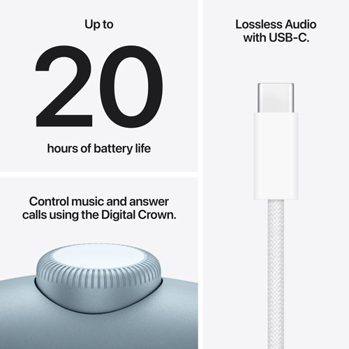 Casque d'écoute Bluetooth à suppression du bruit AirPods Max 2 (USB-C) d'Apple - Bleu