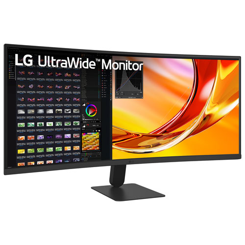 Moniteur incurvé panoramique ACL WQHD 1440p GàG 5 ms 120 Hz FreeSync d'AMD de 34 po de LG (34U601B) - Noir