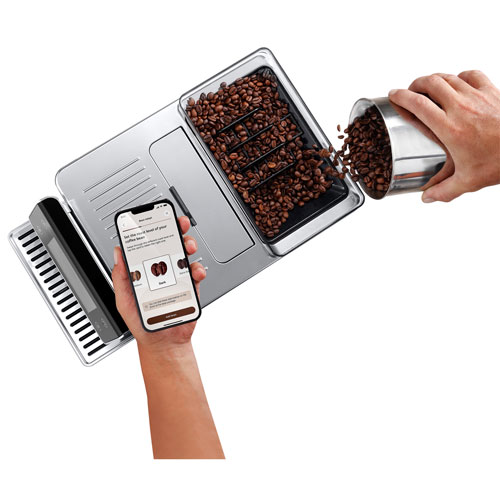 Machine à espresso automatique PrimaDonna Aromatic de De'Longhi avec mousseur à lait et moulin à café - Acier inoxydable/Noir