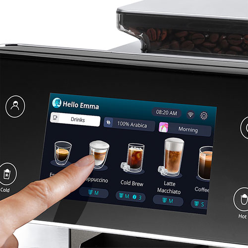 Machine à espresso automatique PrimaDonna Aromatic de De'Longhi avec mousseur à lait et moulin à café - Acier inoxydable/Noir