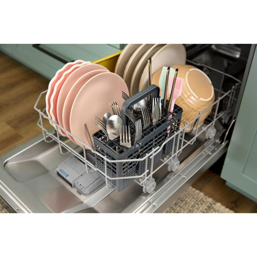 Lave-vaisselle encastrable 18 po 48dB avec cuve en inox et troisième panier de Whirlpool (WDFS5118SS) - Inox