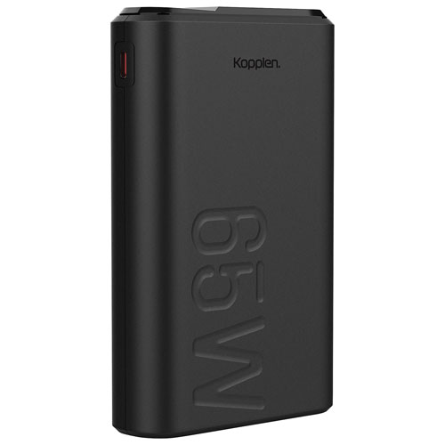 Chargeur portable USB-A/deux USB-C PD 20 000 mAh 65 W de Kopplen avec écran - Noir