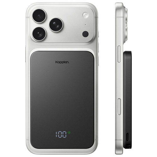 Chargeur portable à deux ports USB-C PD 20 W 5000 mAh avec MagSafe de Kopplen - Gris
