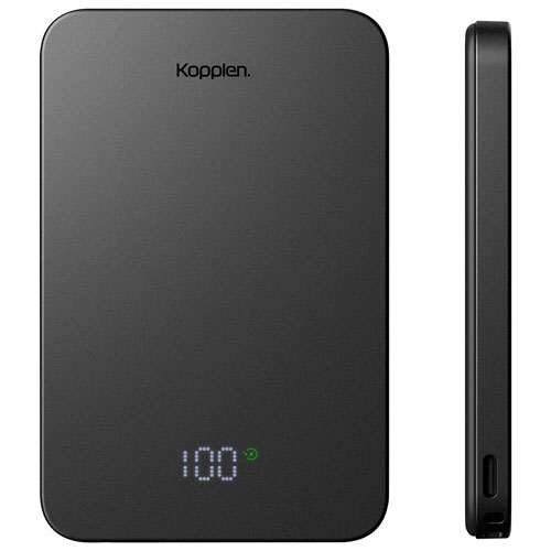 Chargeur portable à deux ports USB-C PD 20 W 5000 mAh avec MagSafe de Kopplen - Gris
