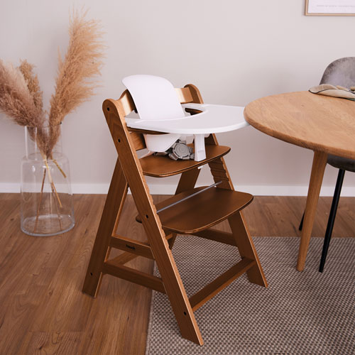 Hauck Alpha+ High Chair with Baby Seat & Tray - Walnut