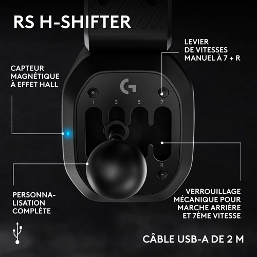 Levier de vitesses pour simulation de course RS H de Logitech pour base de volant PRO/RS50