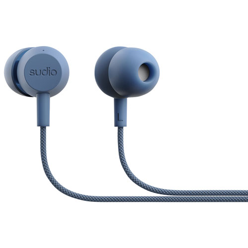 Écouteurs boutons avec fil V3 de Sudio Audio - Bleu