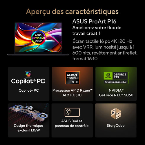 ASUS ProArt P16 16" Touchscreen Laptop -Nano Black (AMD Ryzen AI 9 HX 370 /32GB RAM/1TB SSD/GeForce RTX 5060/Win11)