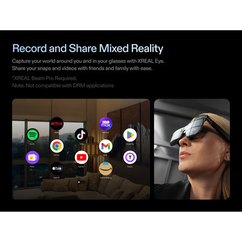 Xreal One Pro Glasses with AI, Photo, Video, Audio - Large - Black