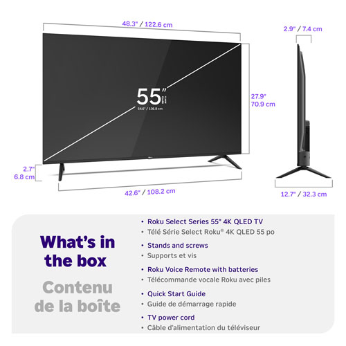 Téléviseur intelligent QLED HDR UHD 4K de 55 po série Select de Roku (55R5D5CA) - 2026