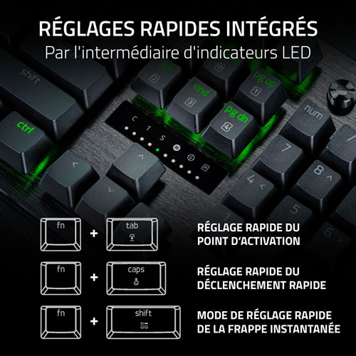 Clavier de jeu de sports électroniques pleine grandeur à touches mécaniques optiques analogiques de 8 kHz Huntsman V3 Pro de Razer - Anglais