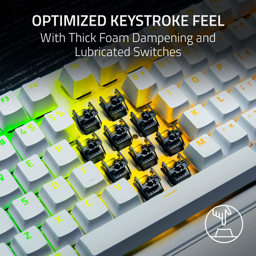 Clavier de jeu de sports électroniques sans pavé numérique à touches mécaniques optiques analogiques de 8 kHz Huntsman V3 Pro de Razer- Blanc