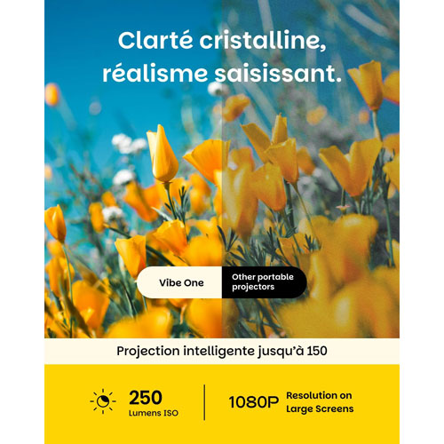 Projecteur de cinéma maison DEL HD 1080p Vibe One de XGIMI (WM03H-1) - Cendre nuageux
