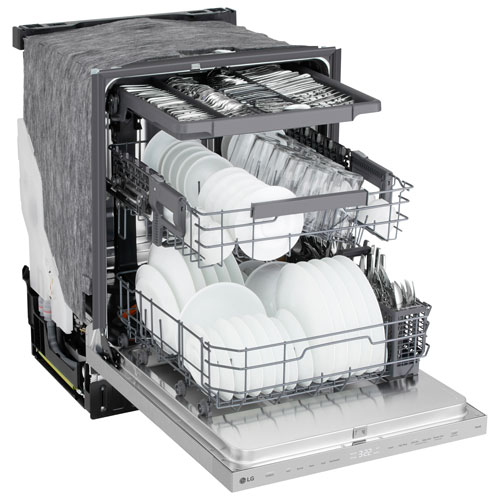 Lave-vaisselle encastrable 24 po 46 dB avec troisième panier de LG (LDNPQ445S) - Acier inoxydable