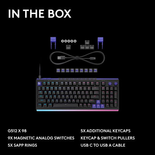 Clavier de jeu mécanique pleine grandeur analogique et tactile rétroéclairé DUAL SWAP TMR G G512 X 98 de Logitech - Anglais