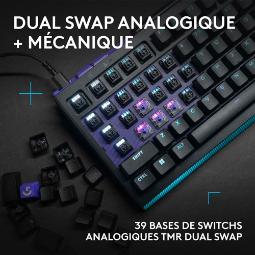 Clavier de jeu mécanique pleine grandeur analogique et tactile rétroéclairé DUAL SWAP TMR G G512 X 98 de Logitech - Anglais