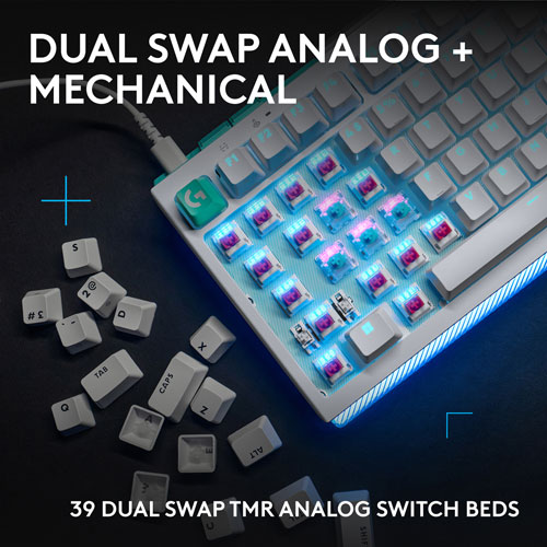 Logitech G G512 X 75 Backlit Linear Mechanical DUAL SWAP TMR Analog 75% Gaming Keyboard - White - English
