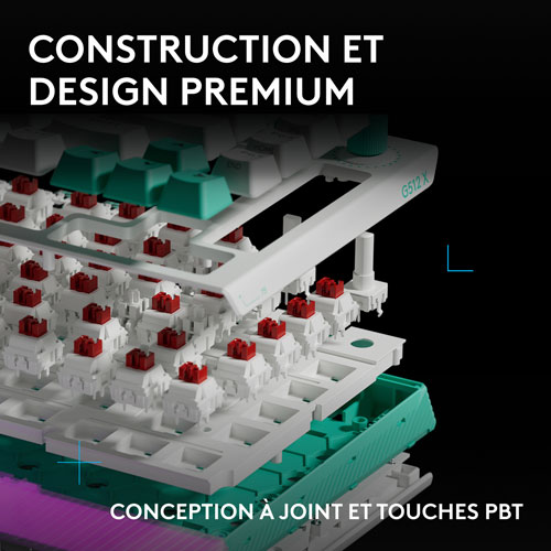 Clavier de jeu mécanique tactile et analogique rétroéclairé à touches linéaires DUAL SWAP TMR G G512 X 75 format 75 % de Logitech - Blanc - Anglais