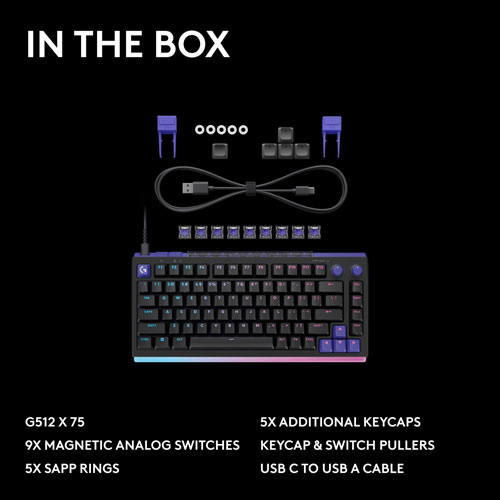 Logitech G G512 X 75 Backlit Tactile Mechanical DUAL SWAP TMR Analog 75% Gaming Keyboard - English