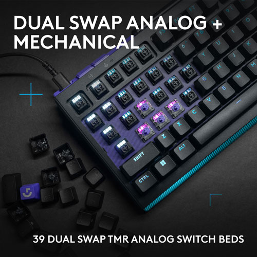 Clavier de jeu mécanique et analogique rétroéclairé à touches linéaires DUAL SWAP TMR G G512 X 75 format 75 % de Logitech - Anglais