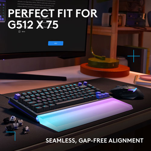 Repose paume amplifiant la barre lumineuse G G512 PRO X 75 LIGHTSYNC de Logitech - Transparent