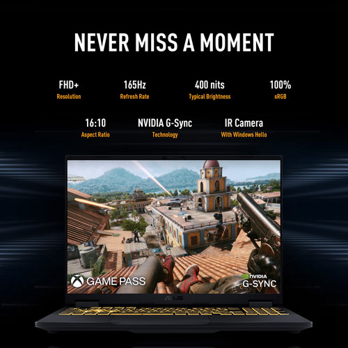 Portable de jeu de 16 po TUF Gaming F16 d'ASUS - Gris Jaeger (Core i7 14650HX d'Intel/RAM 16 Go/SSD 512 Go/GeForce RTX 5070)