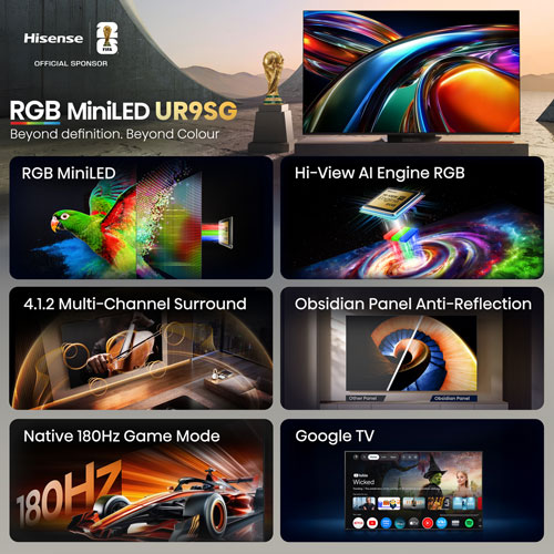 Téléviseur intelligent Google mini-DEL RVB HDR UHD 4K UR9SG de 85 po de Hisense (85UR9SG) - 2026