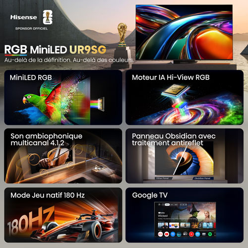 Hisense 75" UR9SG 4K UHD HDR RGB Mini-LED Smart Google TV (75UR9SG) - 2026