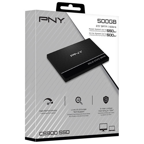 PNY CS900 500GB SATA Internal Solid State Drive (SSD7CS900-500-RB) - Black