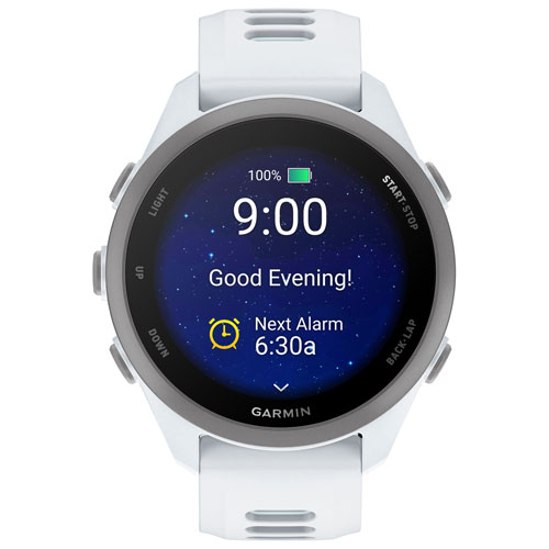 Montre intelligente de course de 43 mm Forerunner 170 de Garmin avec GPS - Blanc /Bleu ciel