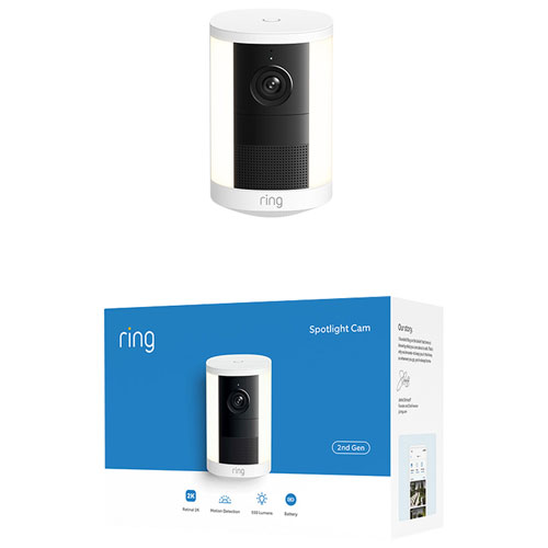Ring Spotlight Cam (2nd Gen) (Battery) Wire-Free Wi-Fi 2K IP Camera - White