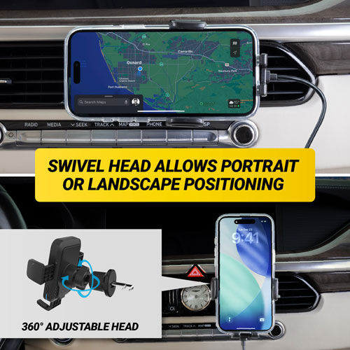 Scosche MagicGrip 10W Qi Fast Charging 3-in-1 Wireless Vent Mount Auto Grip (SUHQWDSVM-SP )