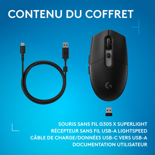 Souris de jeu optique Bluetooth 44 000 ppp G305 X SUPERLIGHT de Logitech - Noir