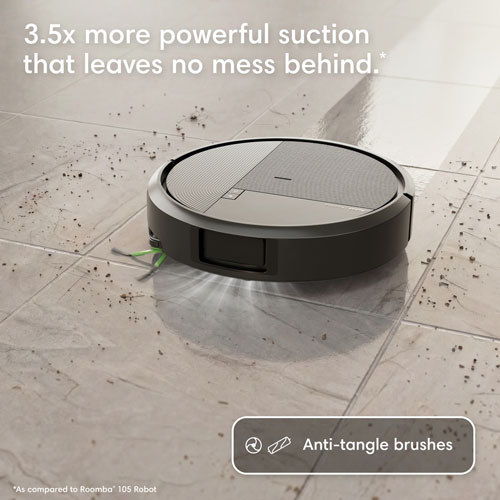 Robot aspirateur et laveur multisurface iRobot Roomba Plus 575 Combo avec station autolavante à vidange automatique, cartographie intelligente, Wi-Fi, LiDAR - Noir
