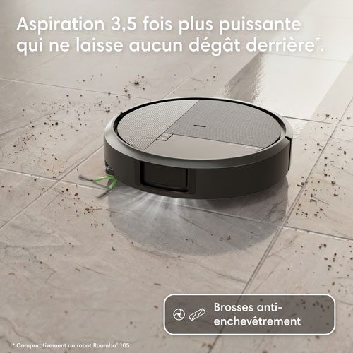 Robot aspirateur et laveur multisurface iRobot Roomba Plus 575 Combo avec station autolavante à vidange automatique, cartographie intelligente, Wi-Fi, LiDAR - Noir